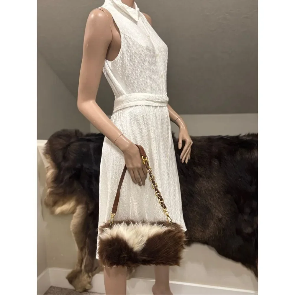 Handmade Real Natural Shearling Leather Barrel Bag/Shoulder Bag/Crossbody